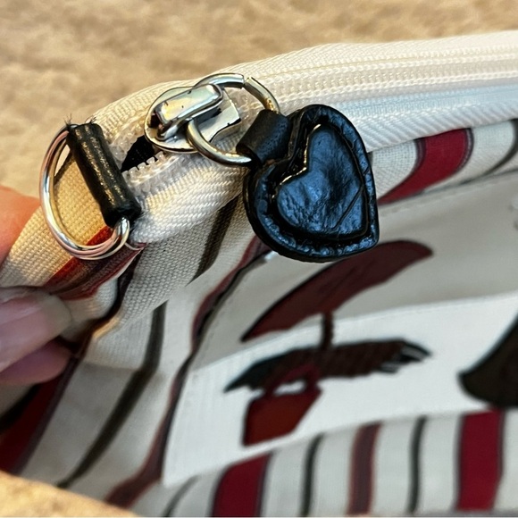 Brighton Wristlet Purse Zipper Pouch Striped Canvas Applique Beach Scene 11"x 6" - Picture 4 of 9